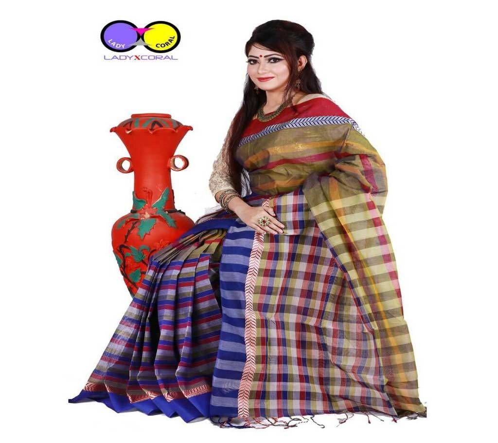 WOMEN MULTI COLOUR EXCLUSIVE COTTON TANGAIL SAREE