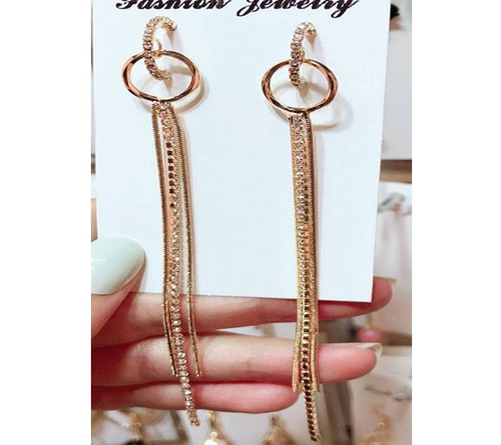 Trendy Crystal Geometric Women Dangle Earrings Asymmetrical Long Tassel Eardrop Earrings For Women Drops Earring