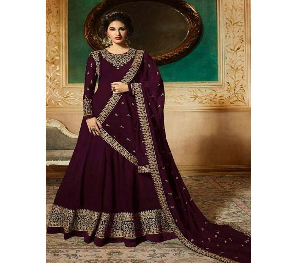 Party wear Purple Colour Chenstich Work Anarkali