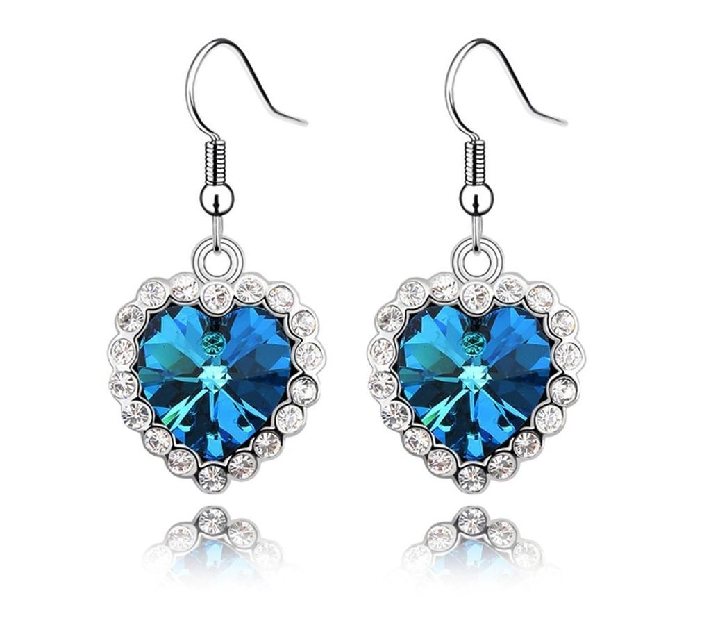 Kuziduoci New Fashion Jewelry Classical Love Story Crystal Rhinestone Titanic Ocean Heart Drop Earrings For Women Brincos