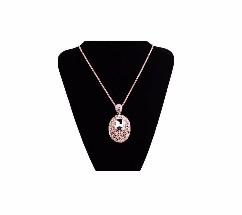 Women Cubic Zirconia Flower Long Adjustable Chain Necklace