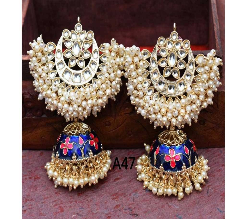 Earrings With Antique Design-Royal Blue
