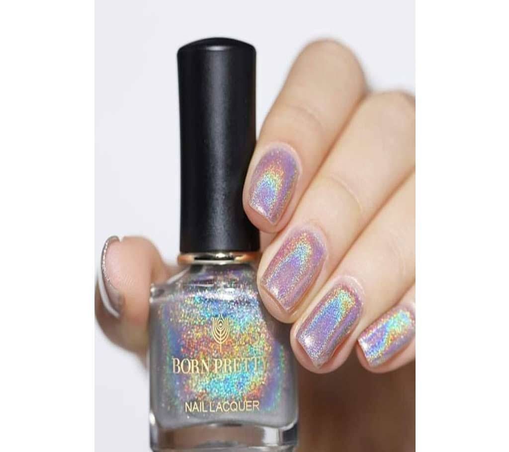 BORN PRETTY 6ml Light Sensitive Holo Nail Polish Shimmer Glitter Nail Gel Polish Long lasting Holographic Nail Art Varnish