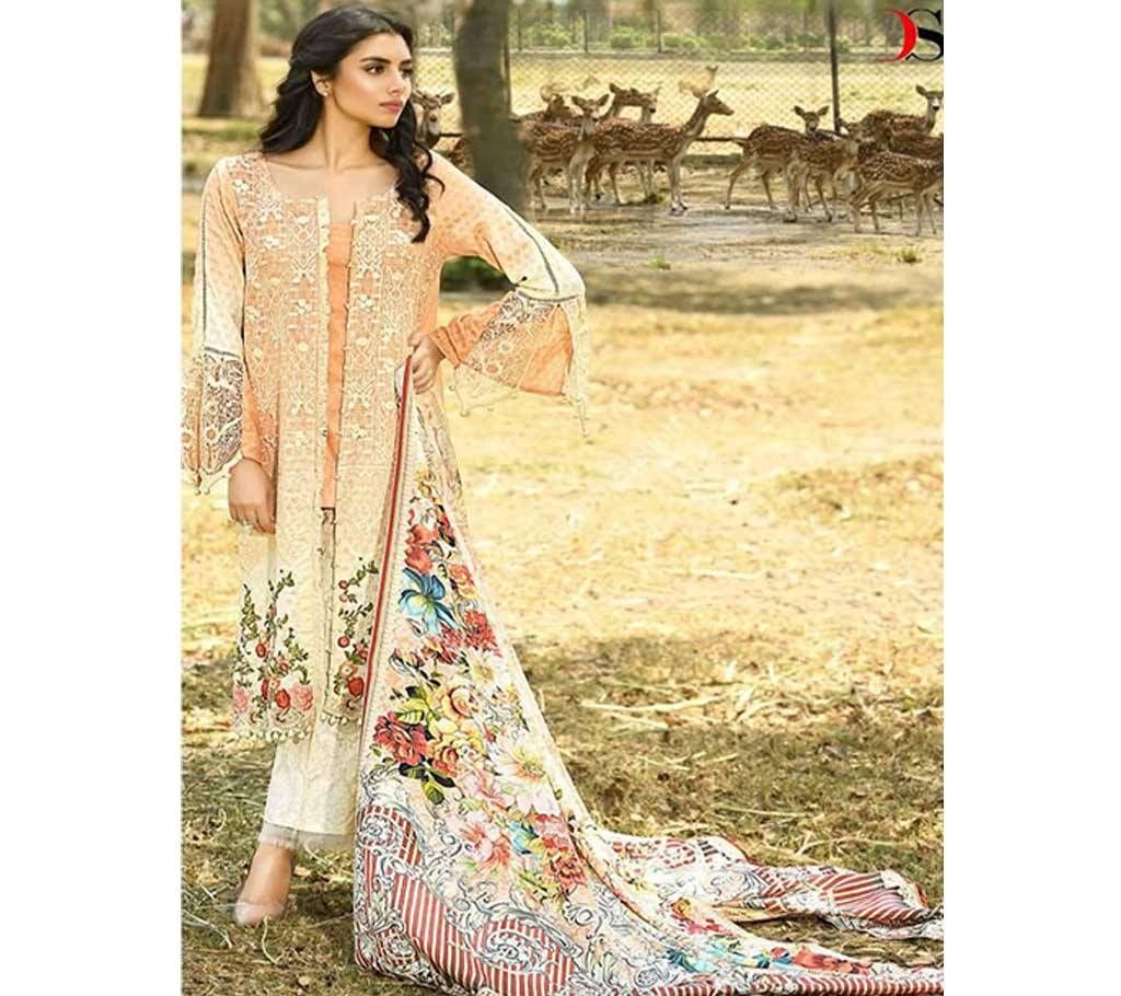 Unstitched Pure Cotton Print Three Piece 
