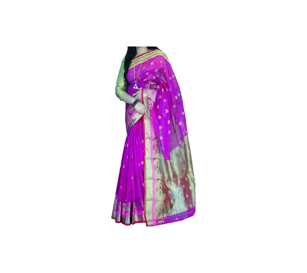 light violet, golden & multi color combination silk saree