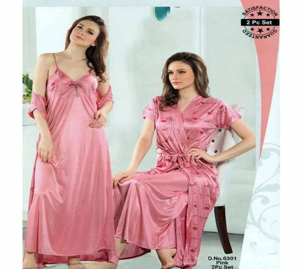 Fashionable Two Part Nighty-6301 Pink