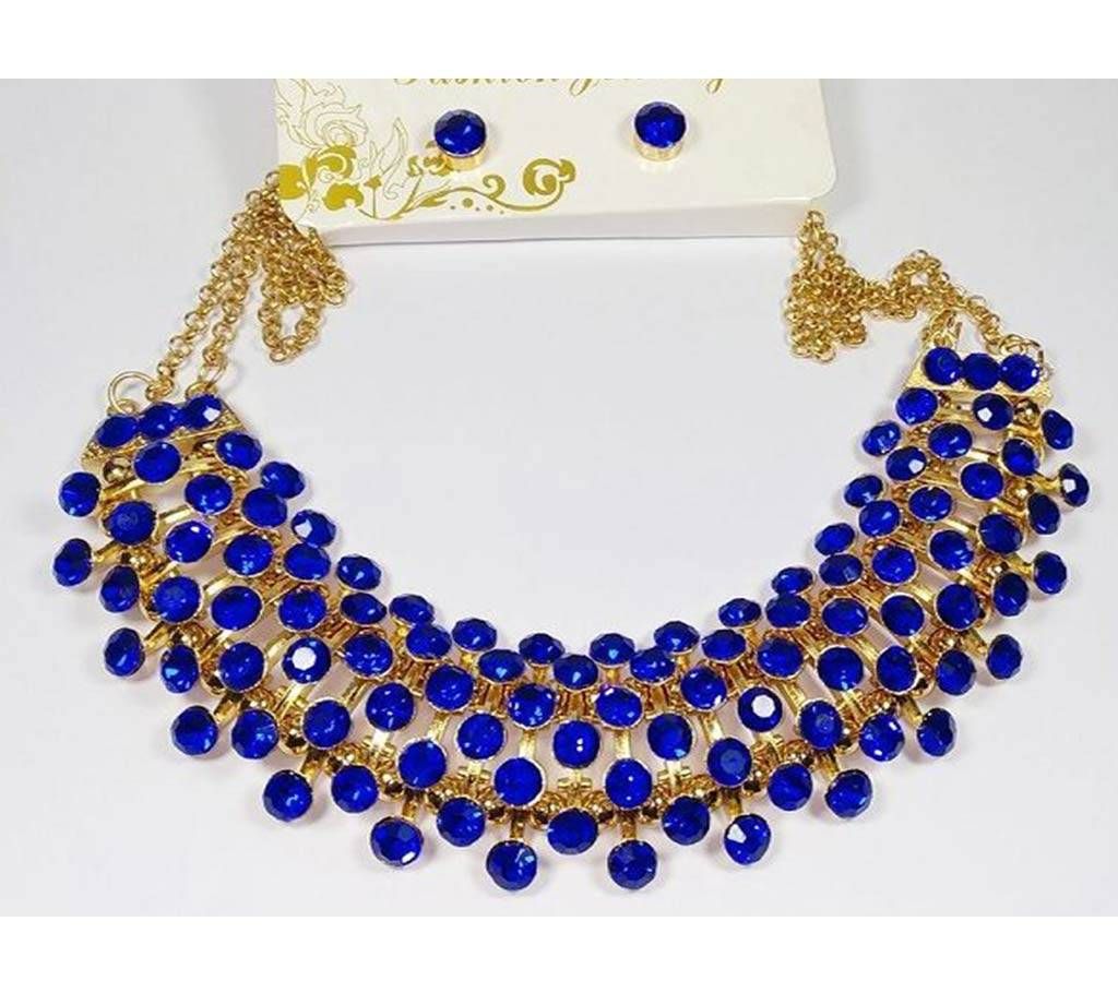 Gold plated Jewellery Set with Blue stone For Women