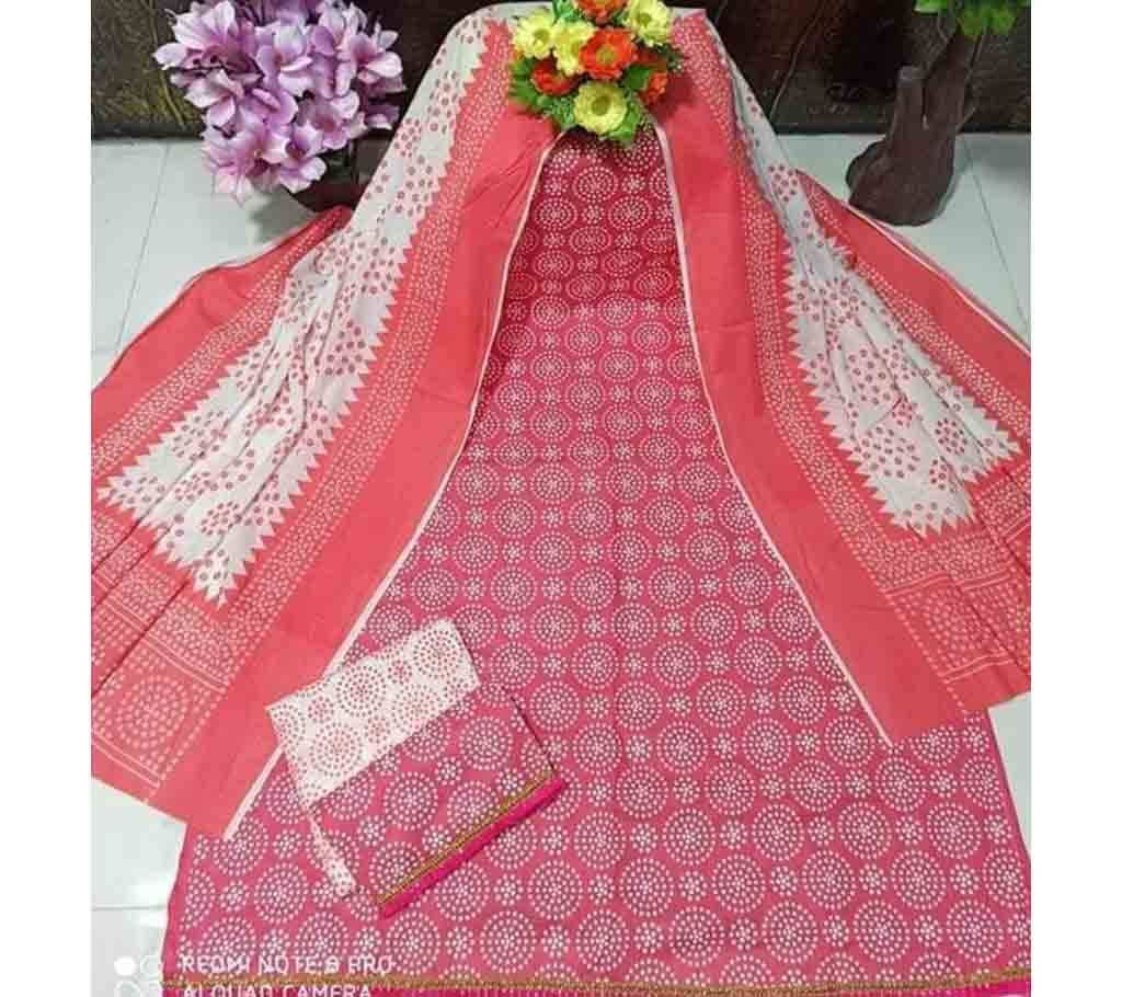 Unstitched Skin print work salwar kameez 09