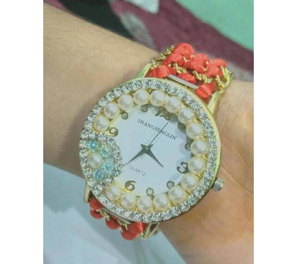 Orange Color Yarn Ladies Watch