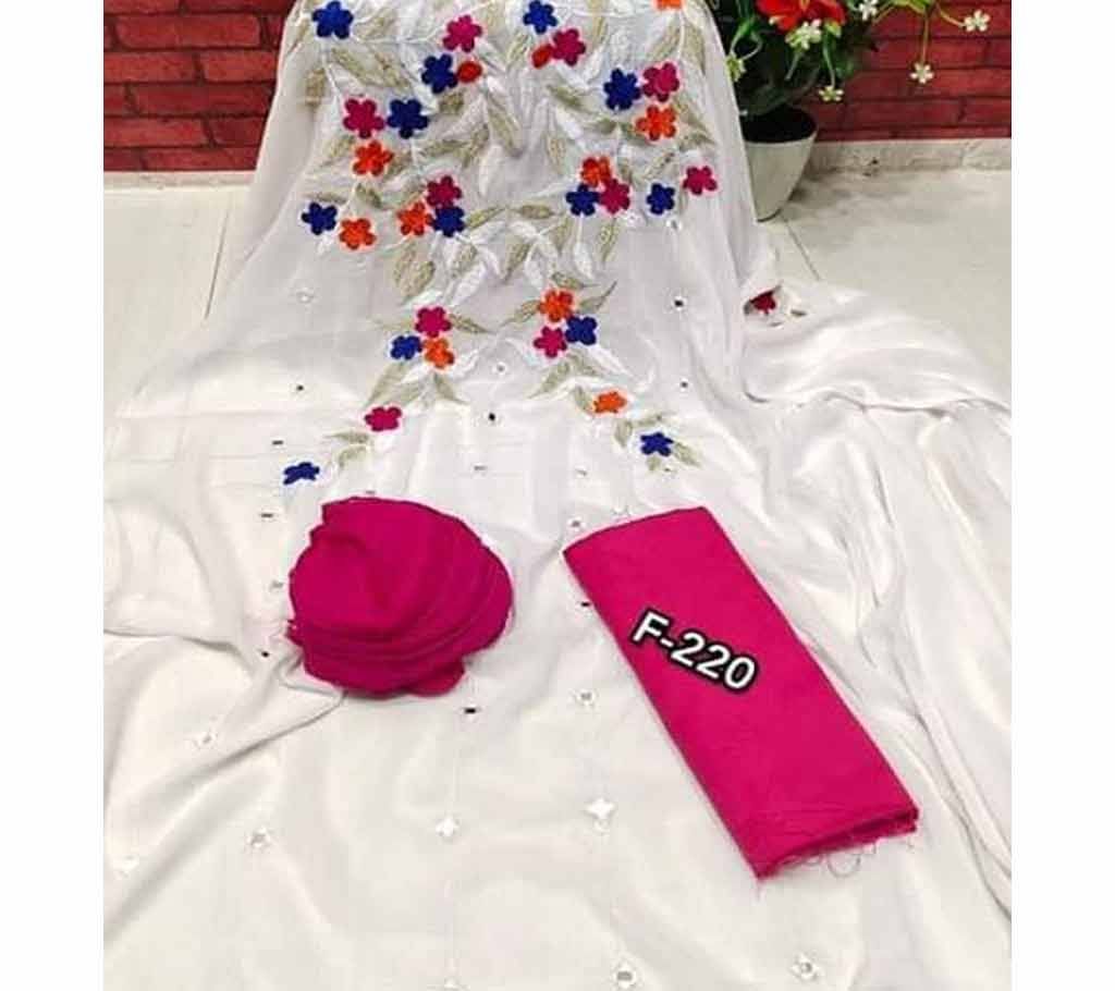 Semi Stitched Indian Weightless Georgette -embroidery 3 Piece For Women-8 