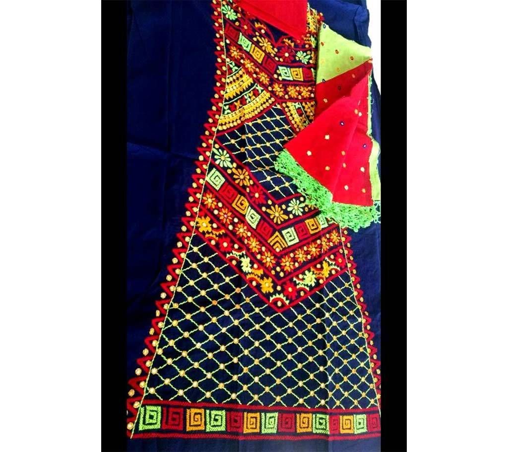 Unstitched Hand work cotton three pieces