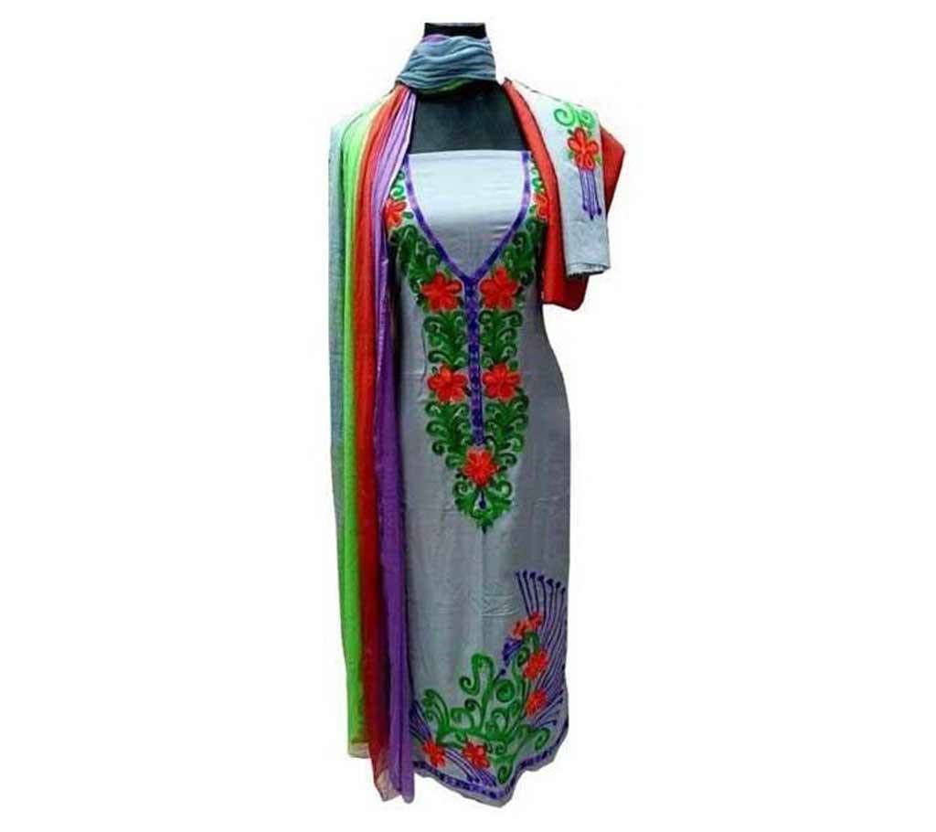 Un-stitched Kashmiri Aari Work Three Piece Dress Set