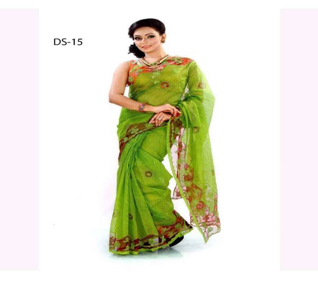 Pure silk with applique work sharee