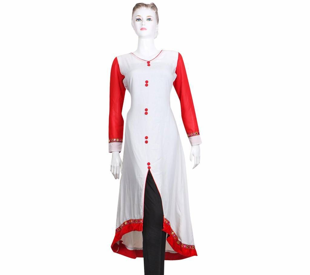 China linen red and white kurti