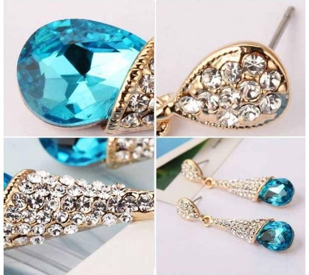 long Blue crystal earrings