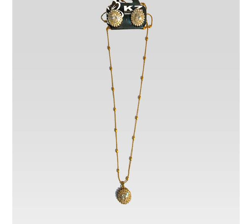 Golden Storm Pendent with White Stone