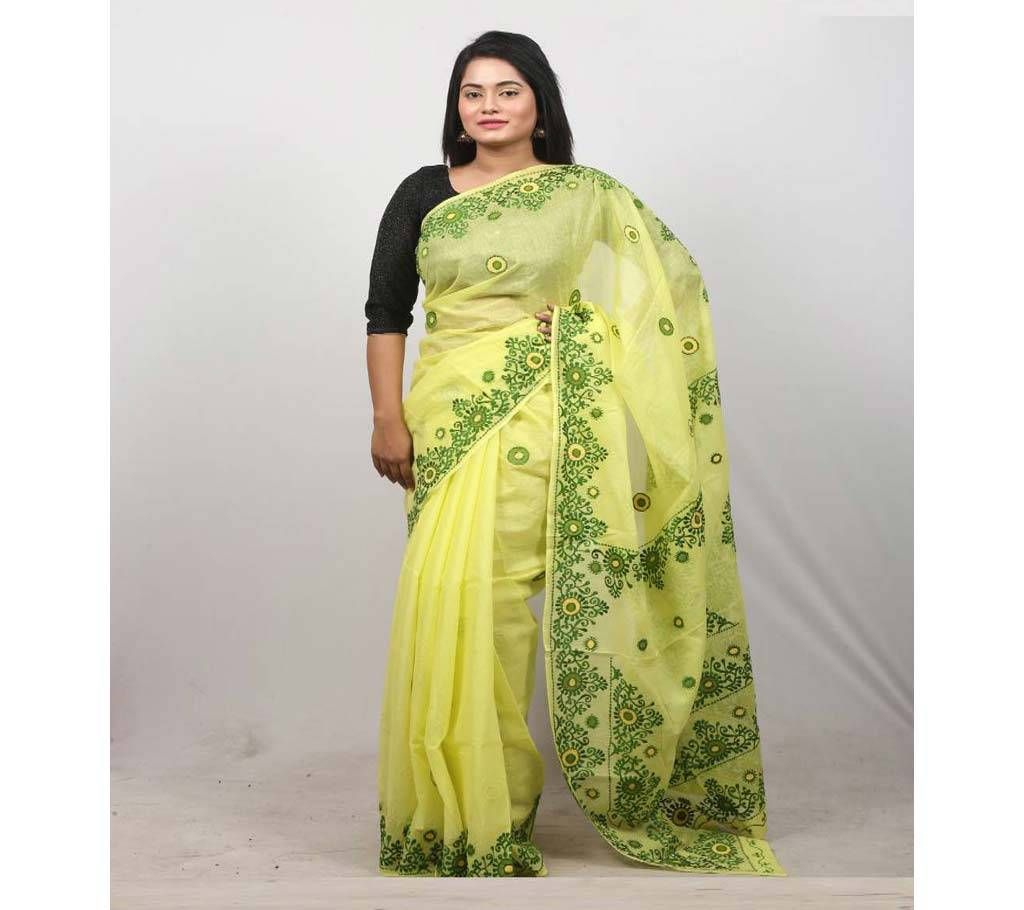 Hand Embroidery Saree - Light Lemon