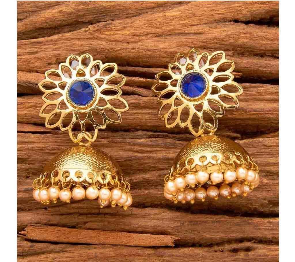 INDO WESTERN JHUMKIS WITH MEHNDI PLATING 9027 (by Pink Point - KJ9027)