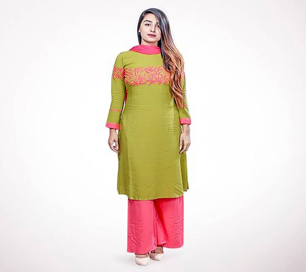Light Olive Linen Salwar Kameez for Women