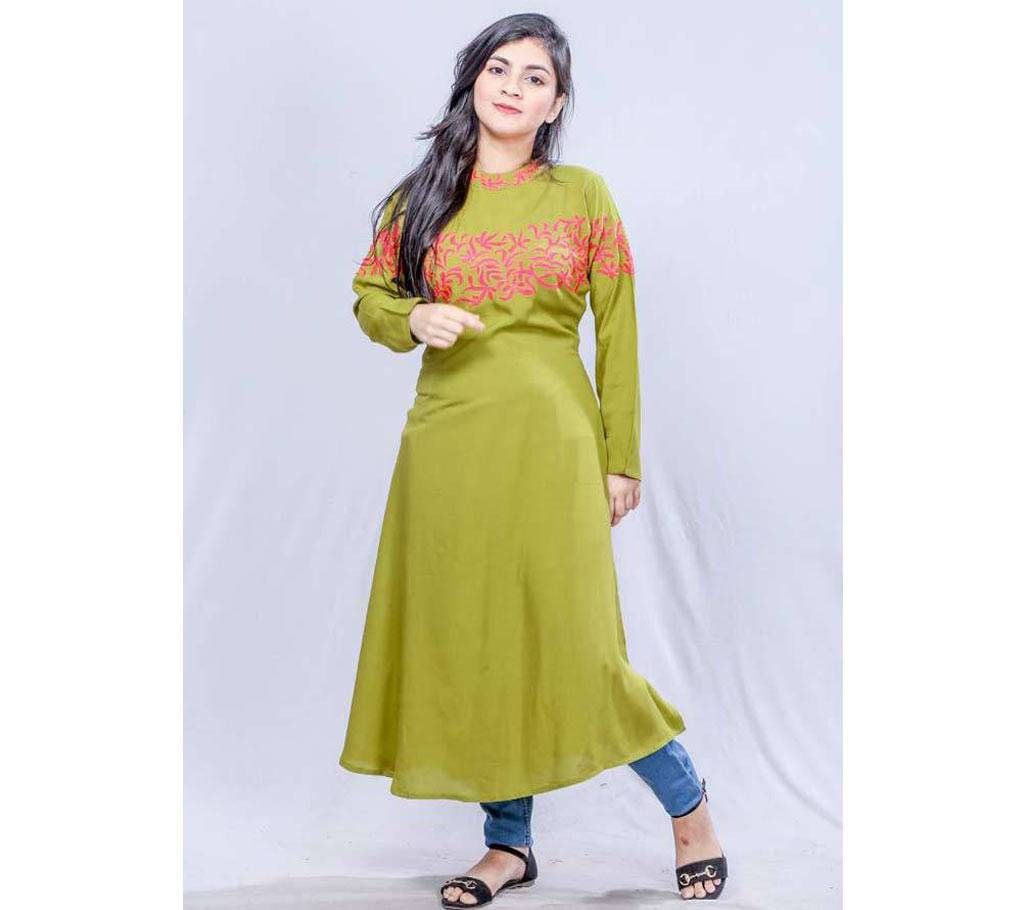 Olive Linen Kurti for Women