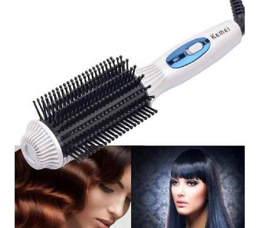 Kemei KM-8110 3 IN 1 Multifunctional Ceramic Electric Rotating Tourmaline Ceramic Material rotatable Comb Straightener Iron Curler