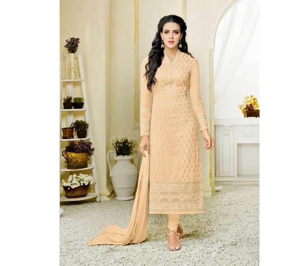 Semi-stiched Georgette Embroidery Three Piece (Replica)