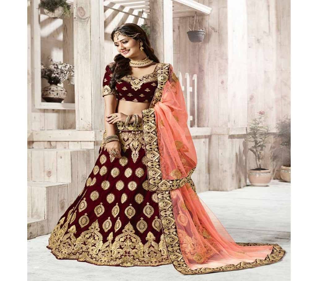 Unstitched FASHIONABLE maroon COLOR  DESIGNER with embroidery LEHENGA CHOLI surbhi 033