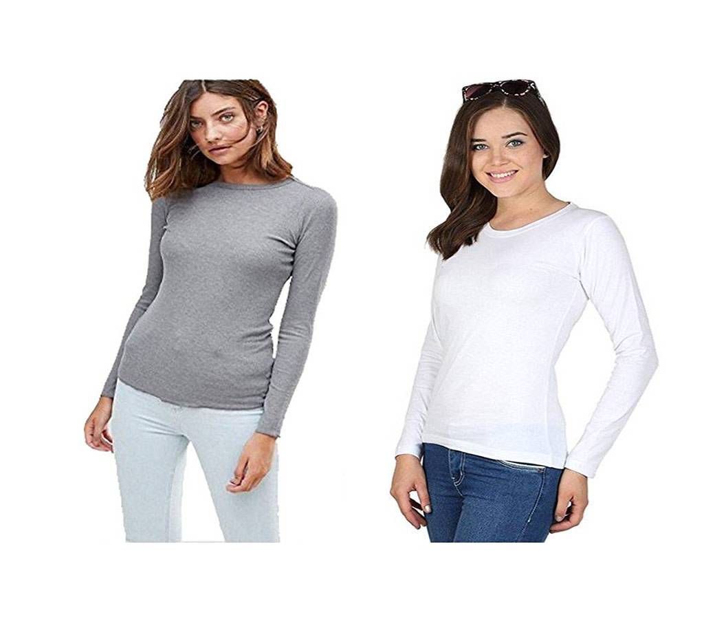 Full Sleeve round neck  t-shirt for women combo pack.