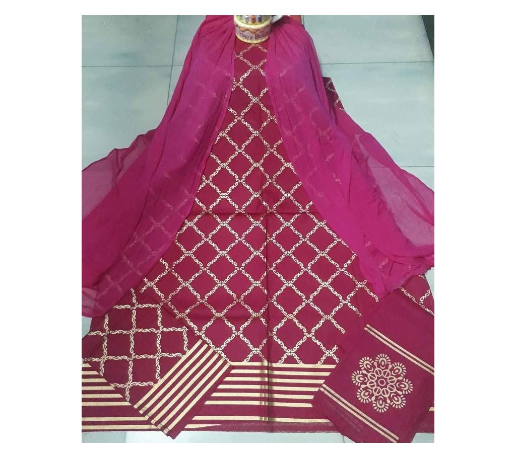 Afsan Printed Unstitched Salwar Kameez (High Quality)