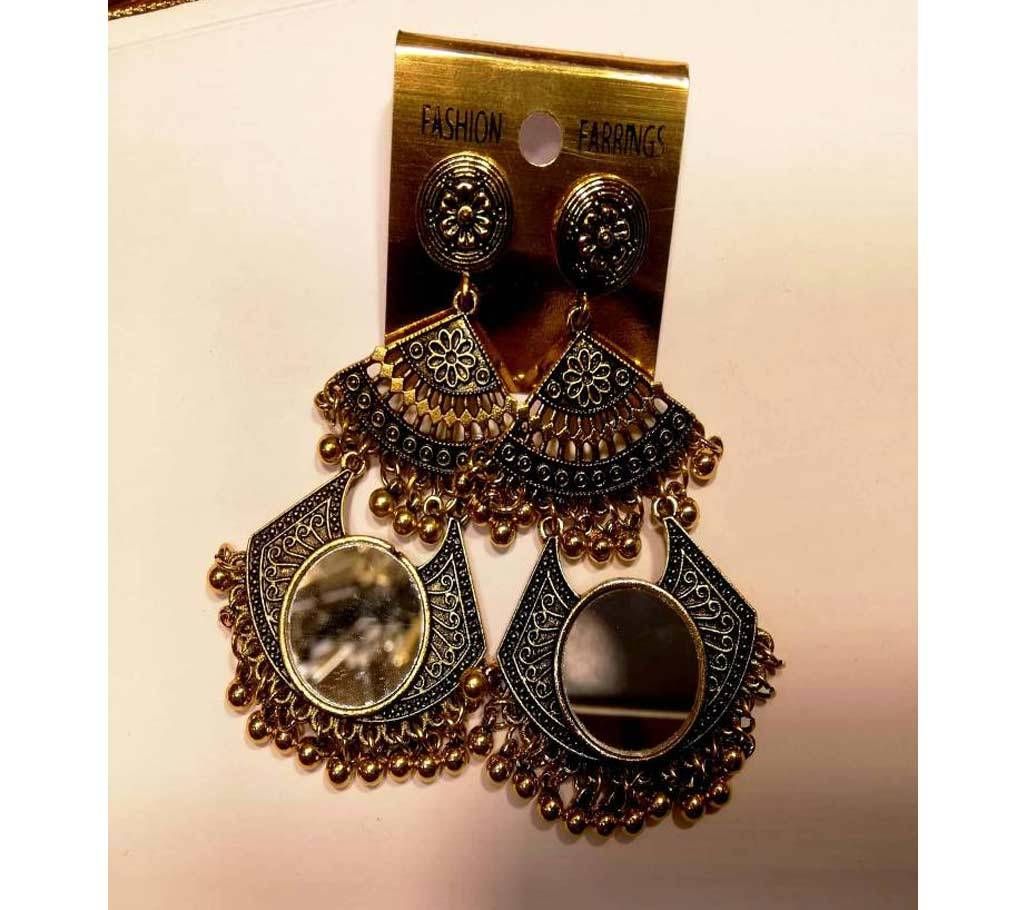Metal Antique Glass Work Earring for Women