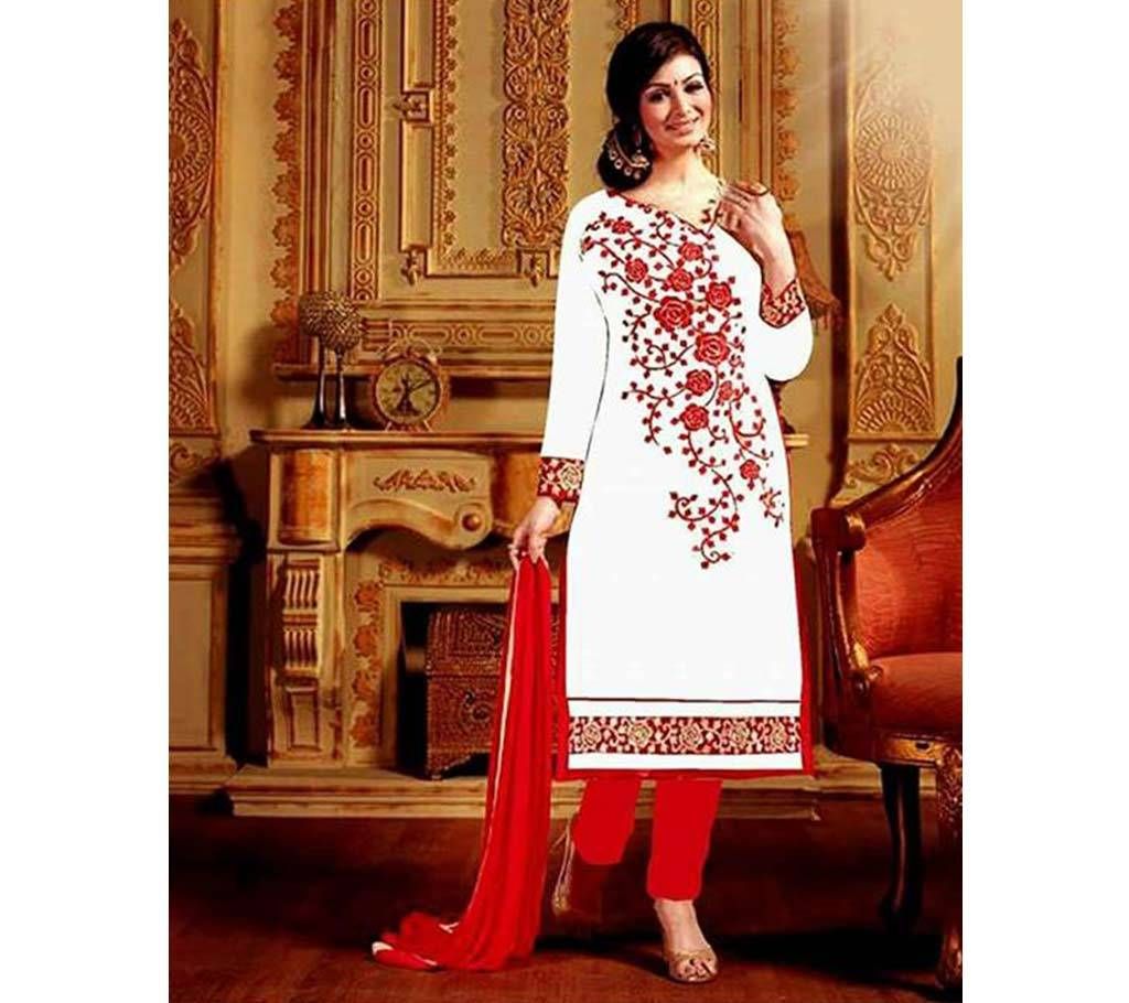 Unstitched block printed Rajdhani voyel cotton Salwar Kameez St block-175