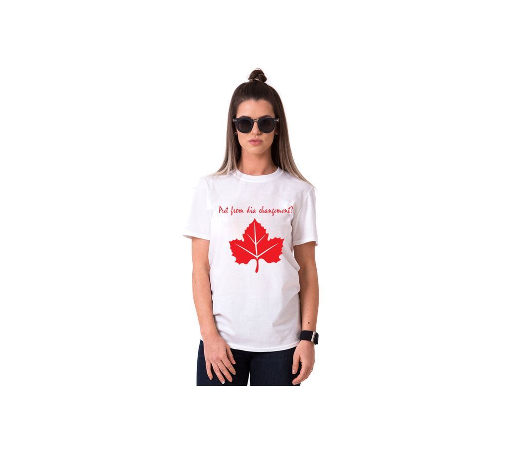 Canada Flag Ladies Half Sleeve Cotton T-Shirt