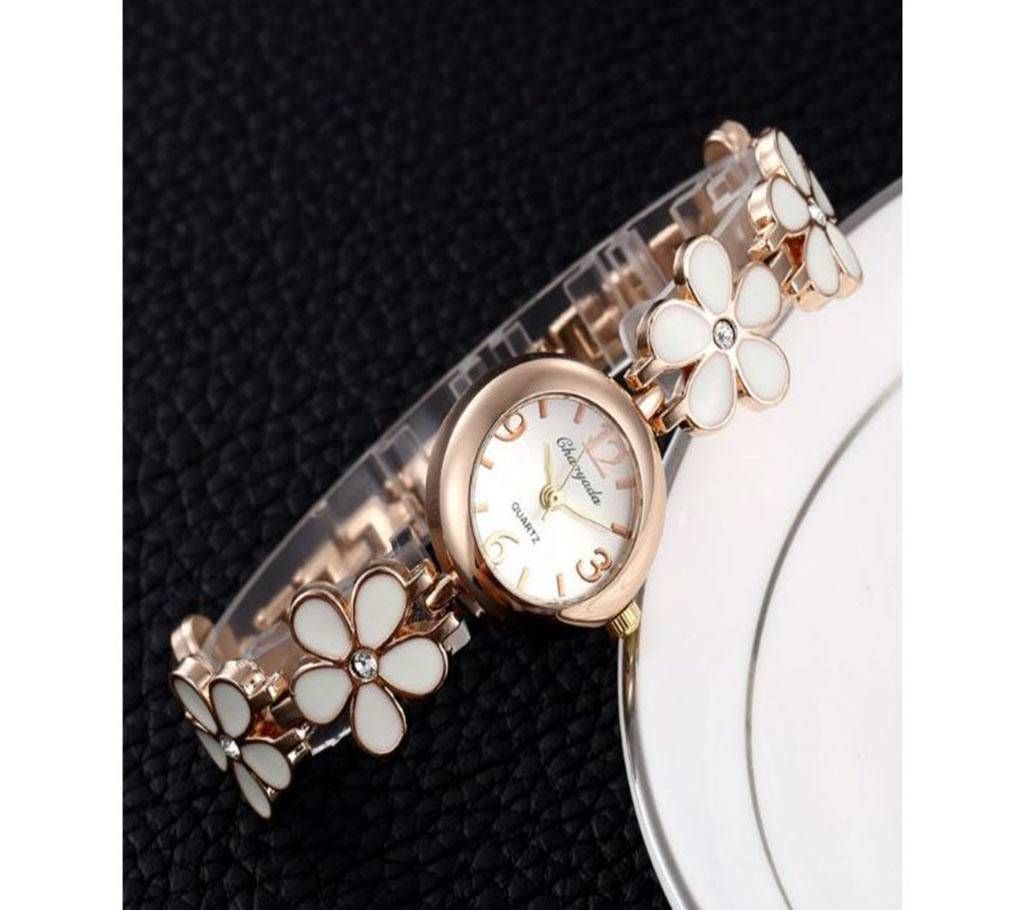 Felogio Feminino Rose Gold Flower Design Womens Watch