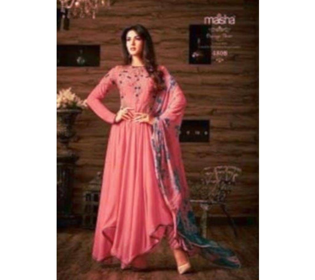 Unstitched Georgette Embroidery Gown (Replica)