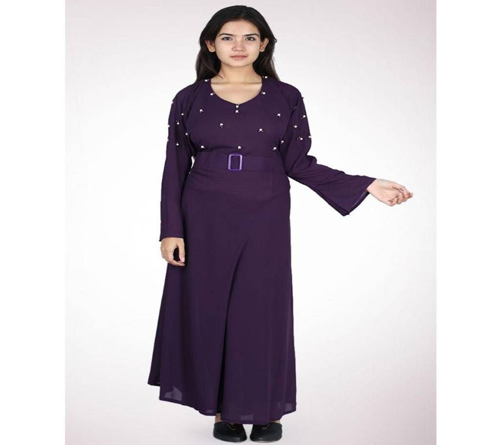 Purple Diamond Georgette Borka For Women
