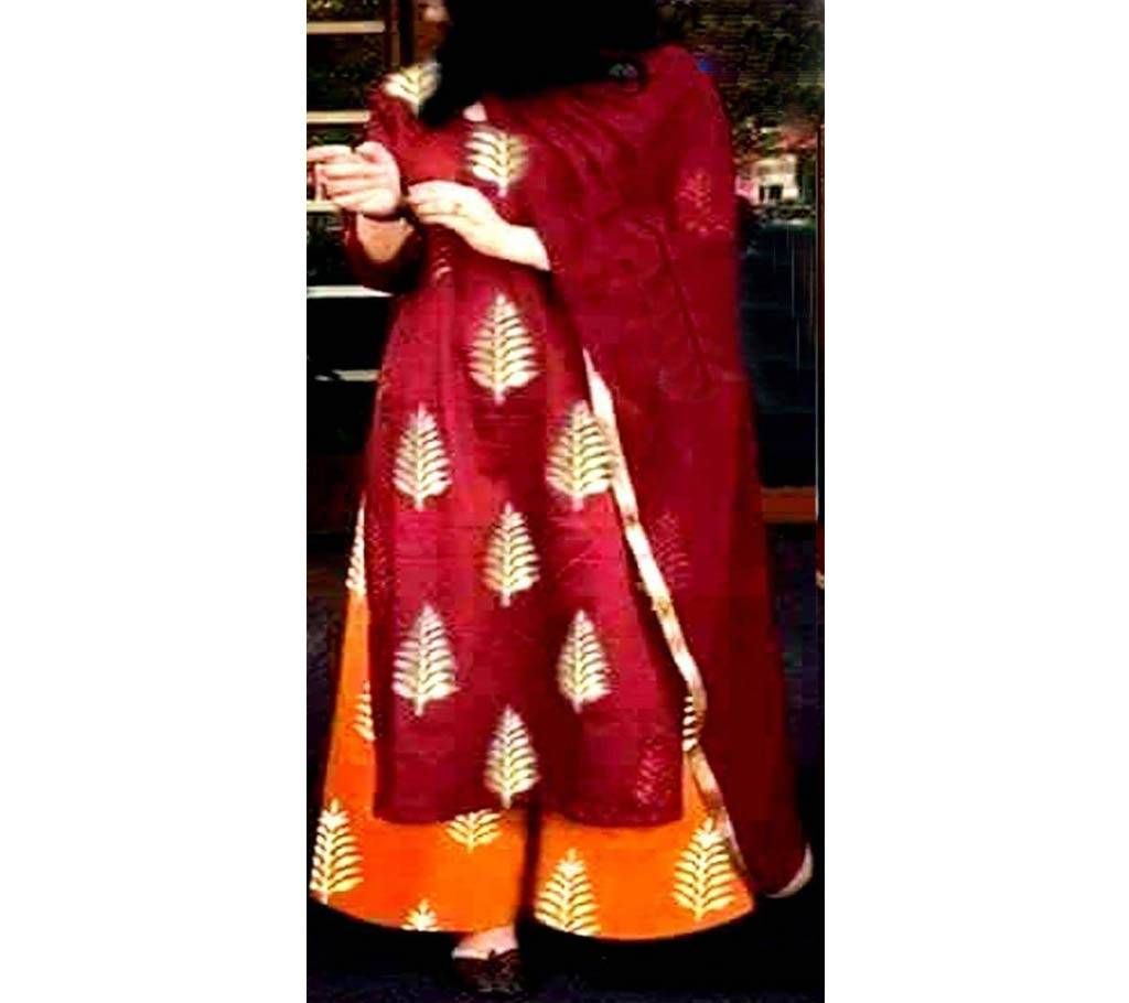 Unstitched Cotton Block Three Piece - DNO391