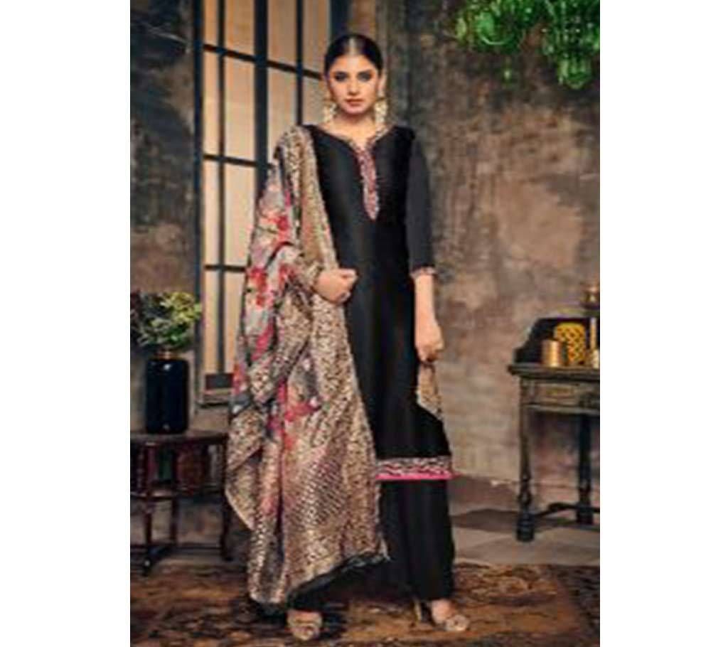 HANSA PRINT HUSNA BANARAS VOL 9 EXCLUSIVE COLLECTION OF SALWAR KAMEEZ DUPATTA SET ( ROYAL BLACK )