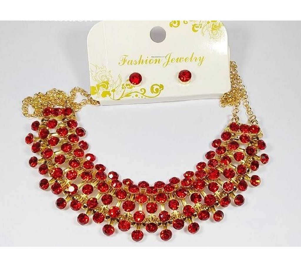 Gold plated Jewellery Set with Red stone For Women