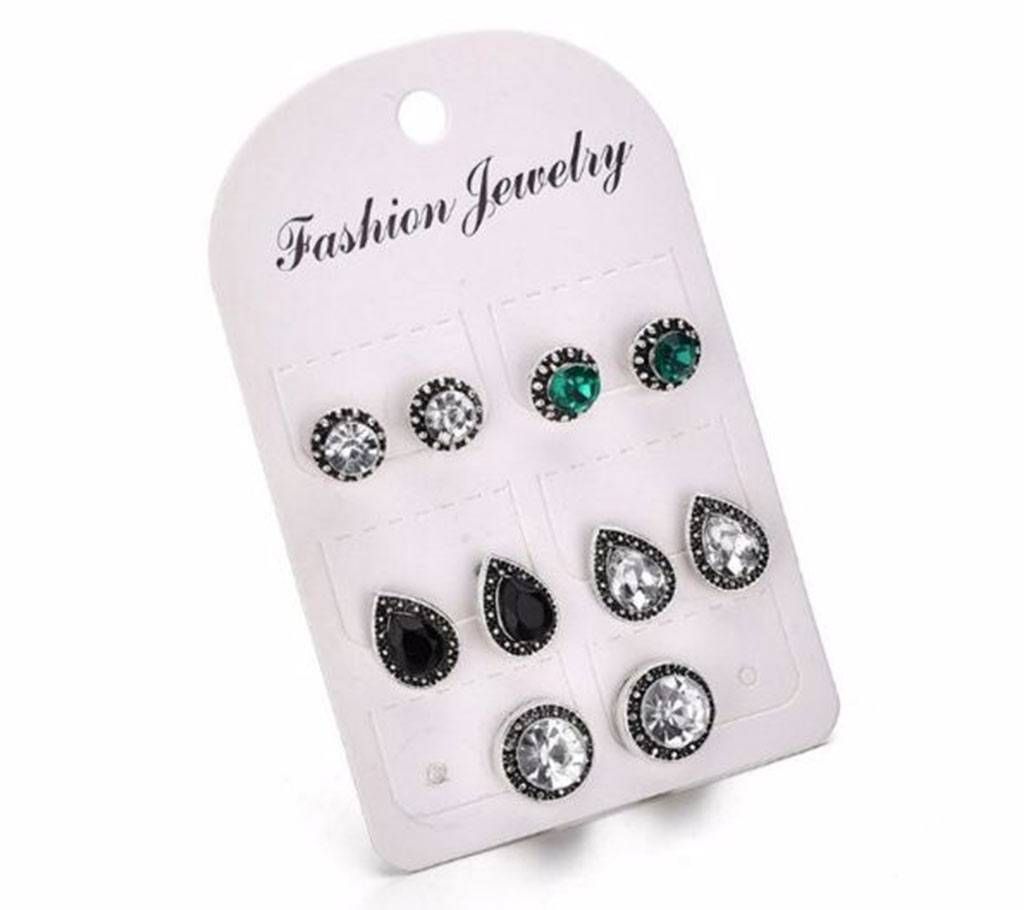 5 Pairs/Set Charms Round Stud Earrings Set For Women