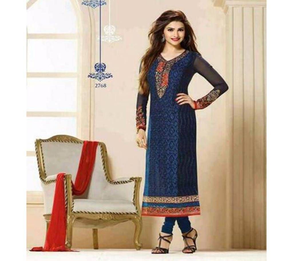 Block printed semi stitched cotton three piece-copy 