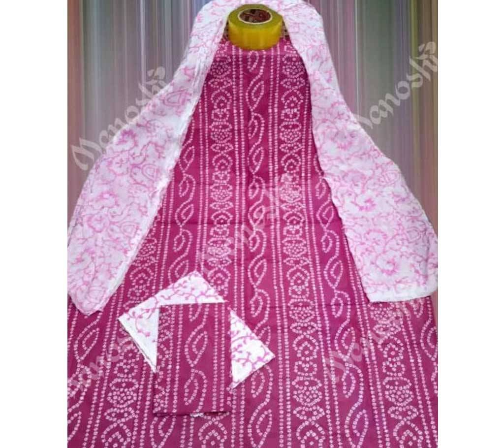Unstitched Block Printed Three Piece for Women Medium Violet Red