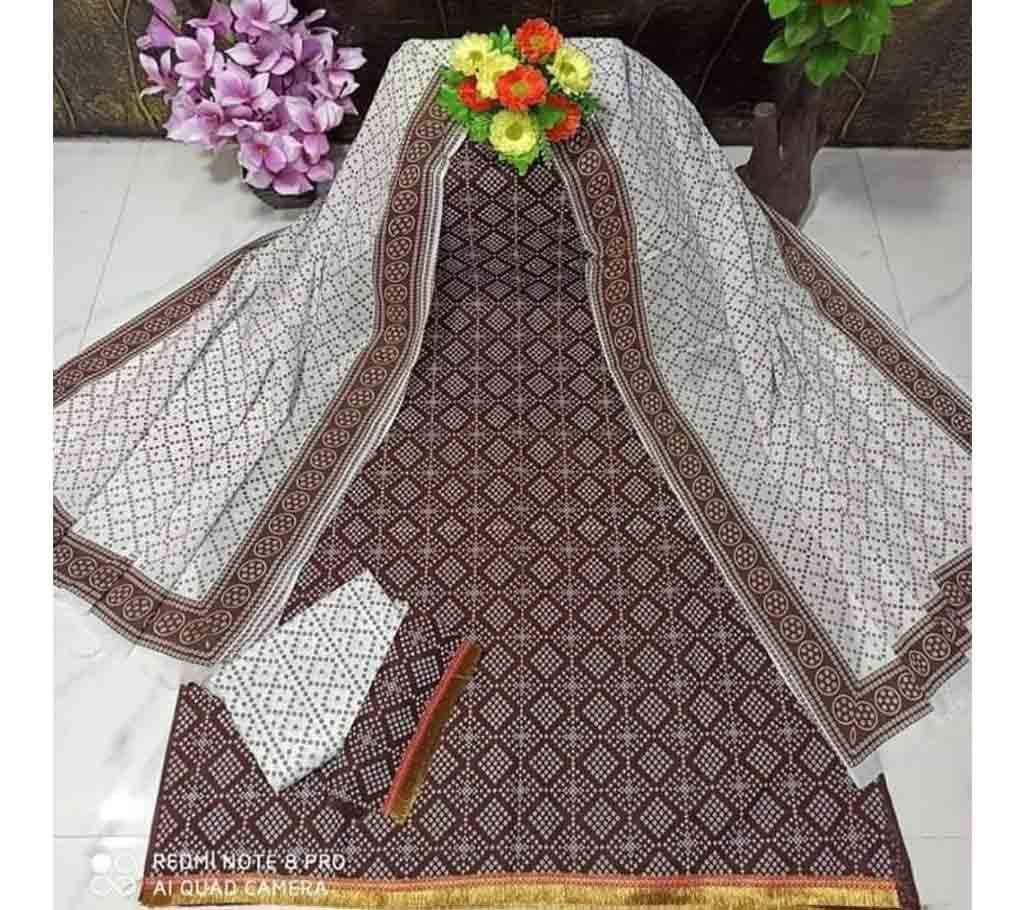 Unstitched Skin print work salwar kameez 10