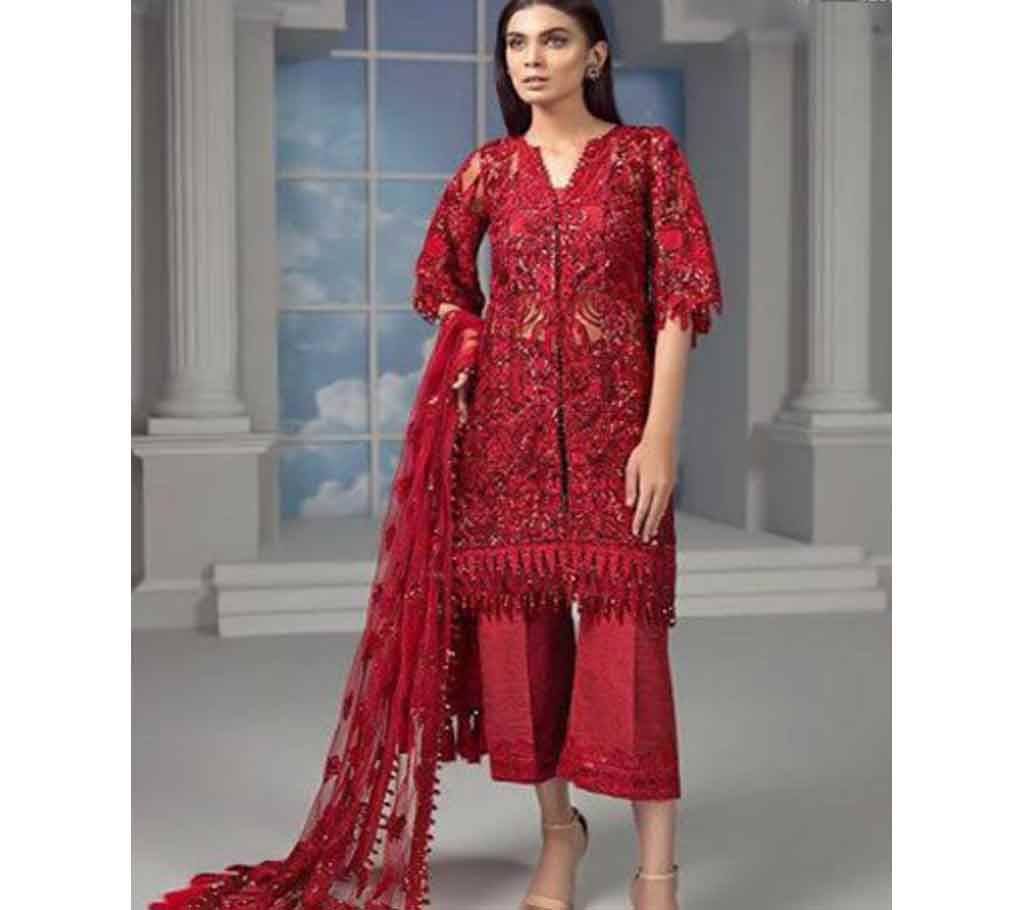 Unstitched Net Fabric 3 piece