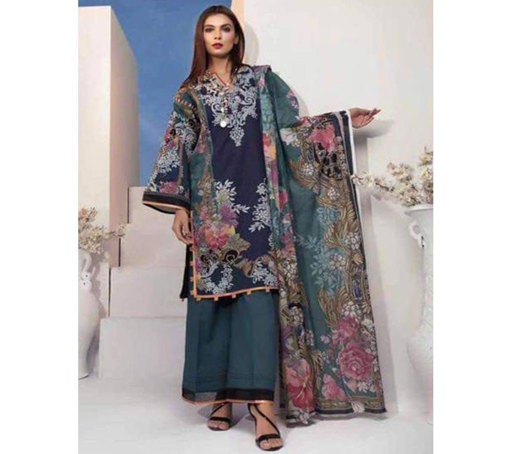 Ferdous Collection Unstitched Pakistani Lawn 3Pcs-Blue