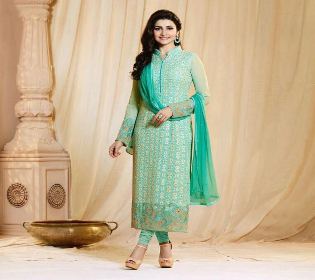 Unstitched Aqua Marine Georgette Embroidery Salwar Kameez for Women