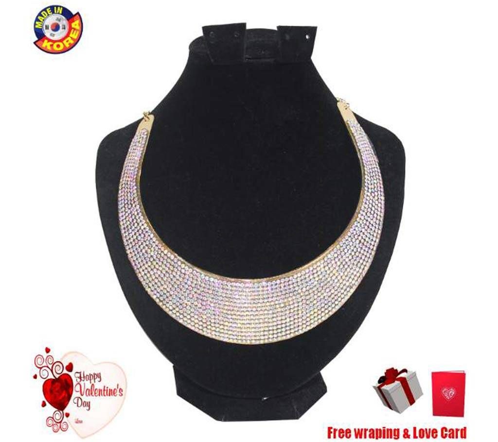 Korean Cristal Stone Setting Necklace 