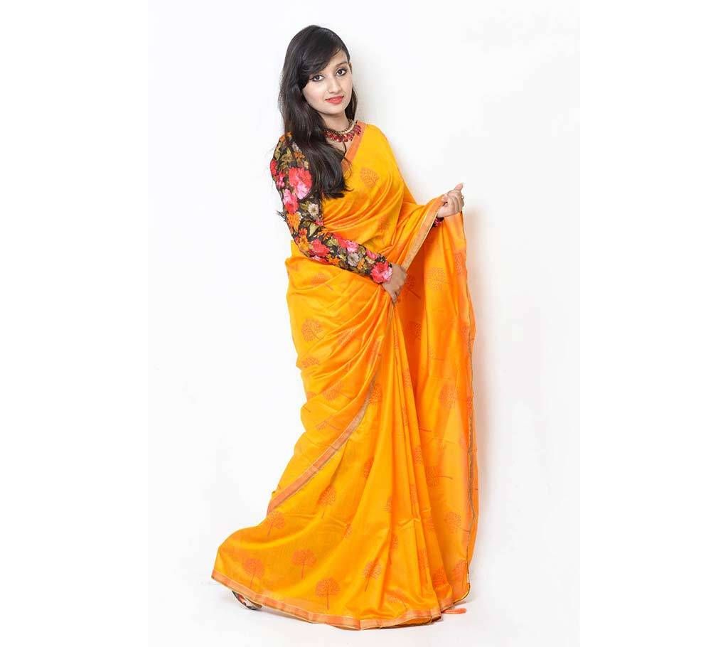 Block printed half silk sharee 