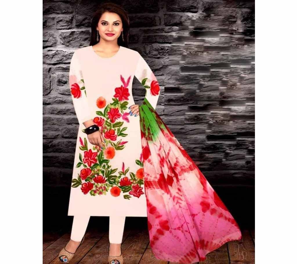 Unstitched brush printed cotton replica salwar kameez seblock-616