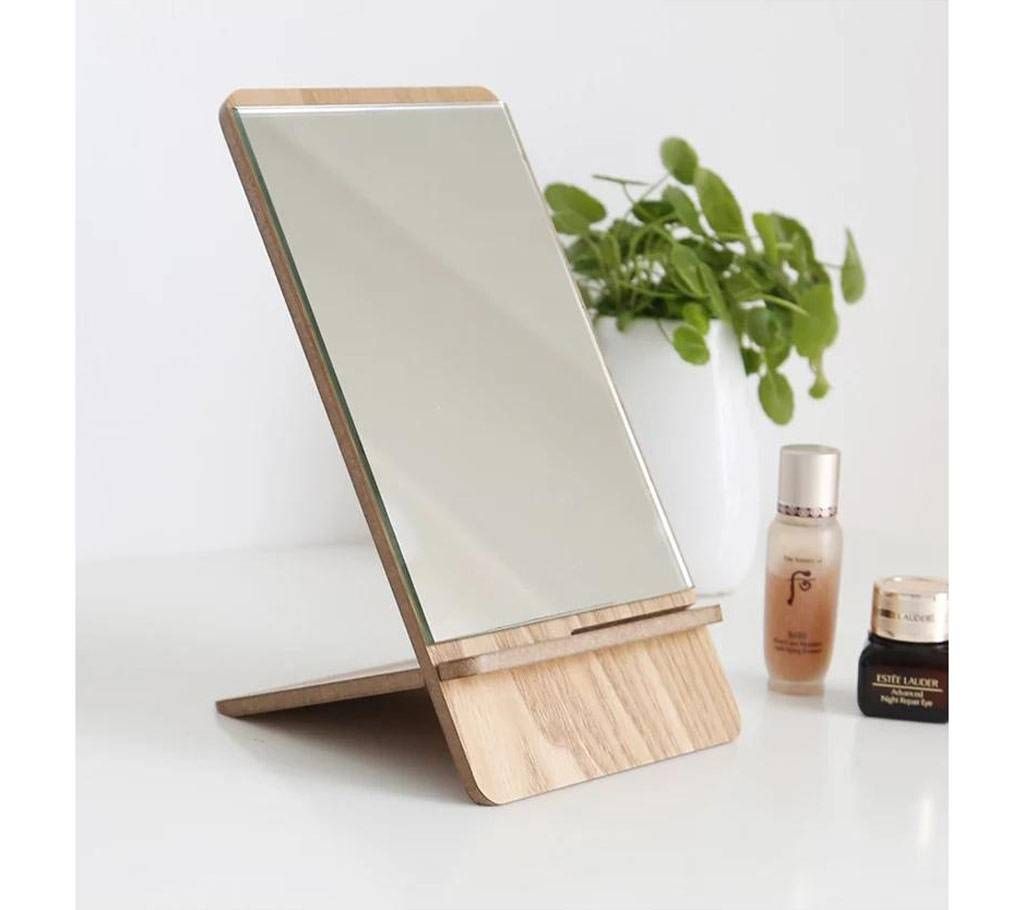 Creative Wooden Tabletop Single-Sided Portable Makeup Mirror