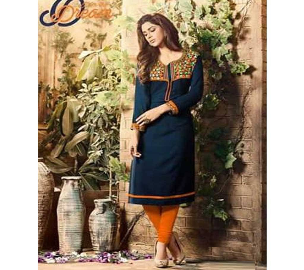 Indian Semi-stitched Cotton Embroidery Three Piece - Copy
